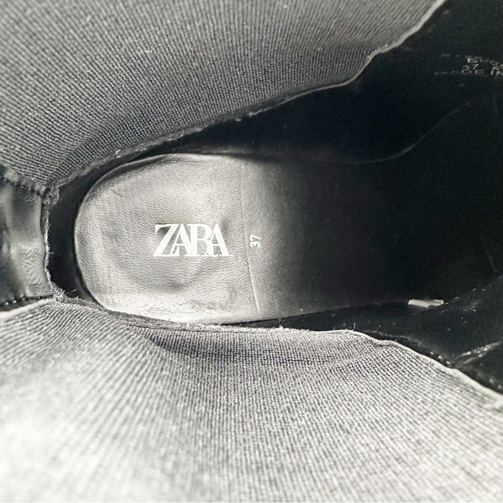 Zara Pearl and Stud Black Botin Mid Heel Ankle‎ Boots 37 US 6.5 - Picture 10 of 14